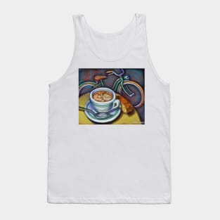 Green Schwinn bicycle with cappuccino and biscotti. Tank Top